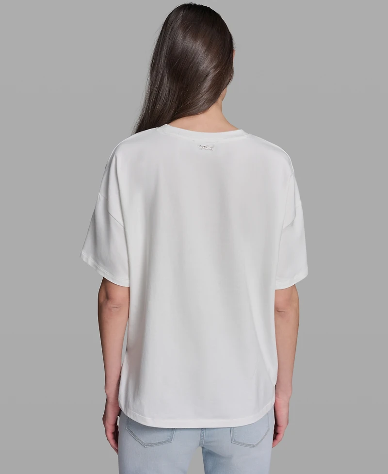 Karl Lagerfeld Paris Women's Floral Print Crewneck Top