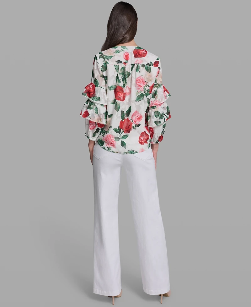 Karl Lagerfeld Paris Women's Printed Long-Sleeve Top