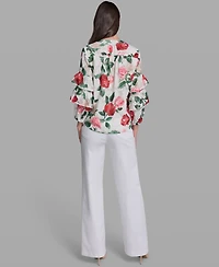 Karl Lagerfeld Paris Women's Printed Long-Sleeve Top