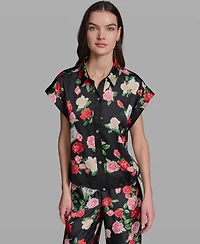 Karl Lagerfeld Paris Women's Printed Short-Sleeve Top