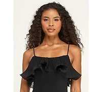 Alex & Sophia Juniors' Square Neck Tiered Ruffle Hem Ball Gown