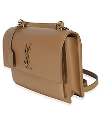 Pre-Owned Saint Laurent Natural Tan Smooth Calfskin Medium Monogram Sunset Satchel