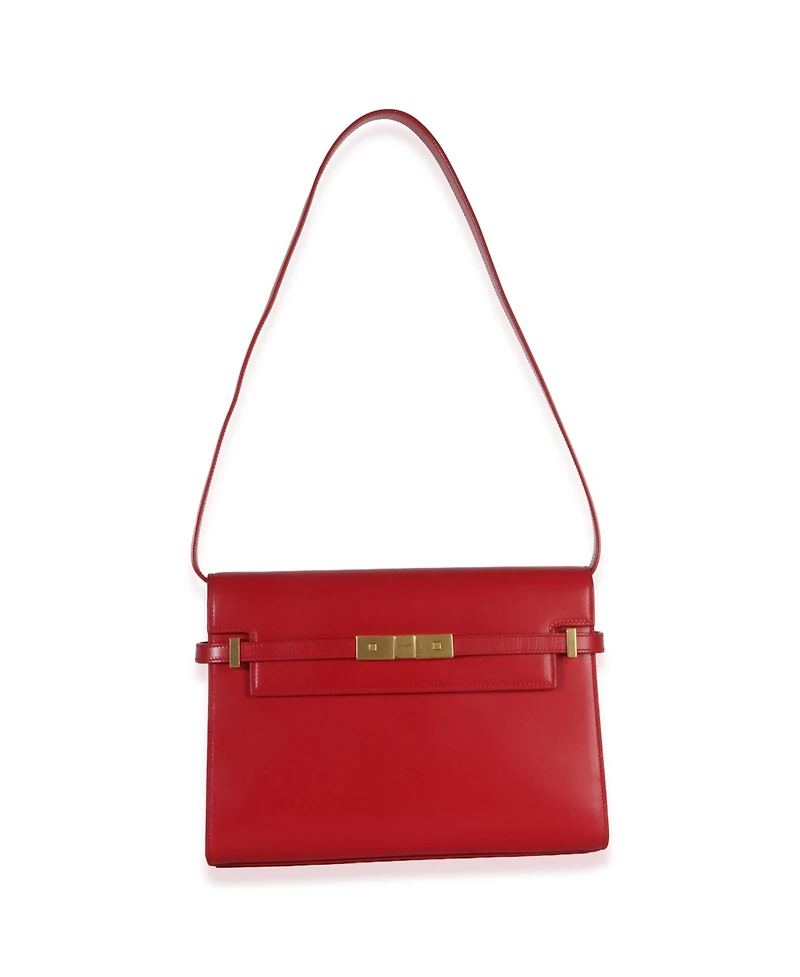 Pre-Owned Saint Laurent Red Calfskin Medium Manhattan Shoulder
