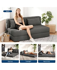gaomon 4-in-1 Folding Sofa Bed & Chair Bed - Convertible Sleeper, Fold Out Loveseat Sofa Couch with Pillow, Tufted Floor Lounge