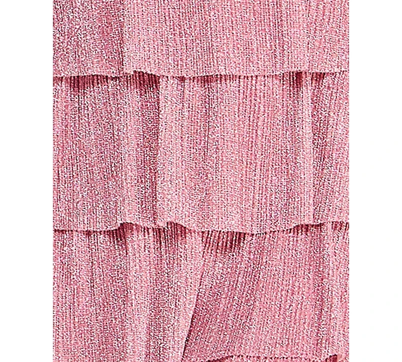 Emerald Sundae Juniors' Pleated Lurex Sweetheart Neck Dress