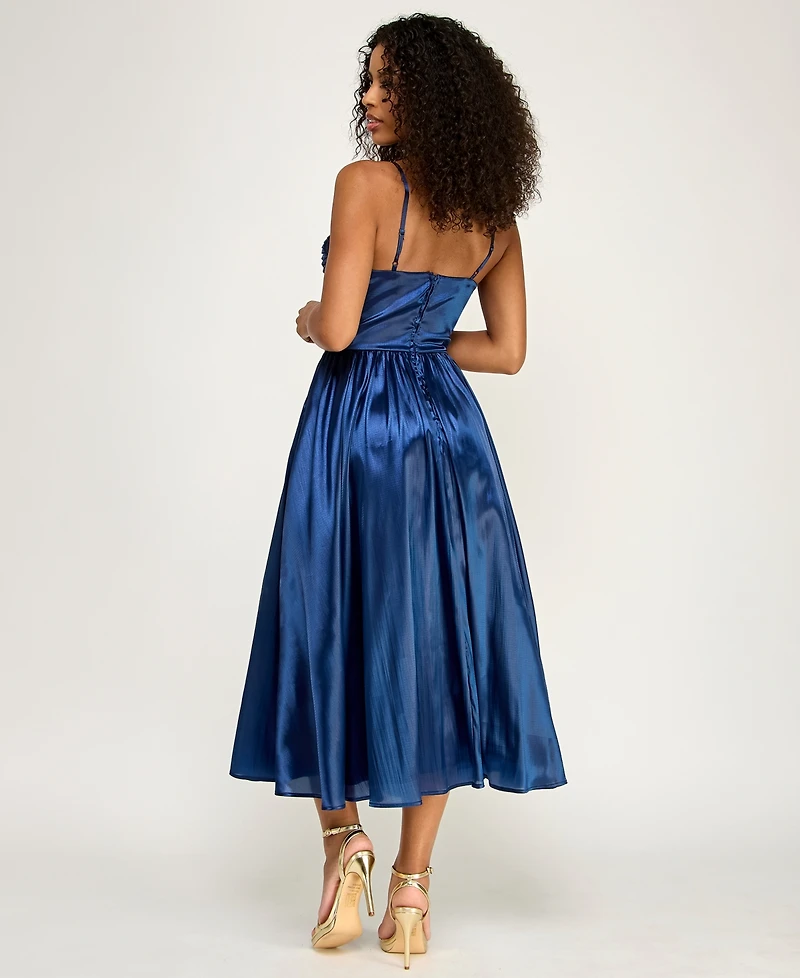 Emerald Sundae Juniors' Sweetheart Neck Flared Midi Dress