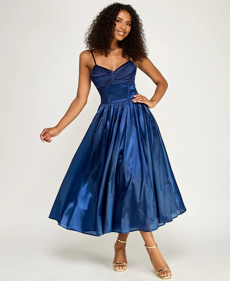 Emerald Sundae Juniors' Sweetheart Neck Flared Midi Dress
