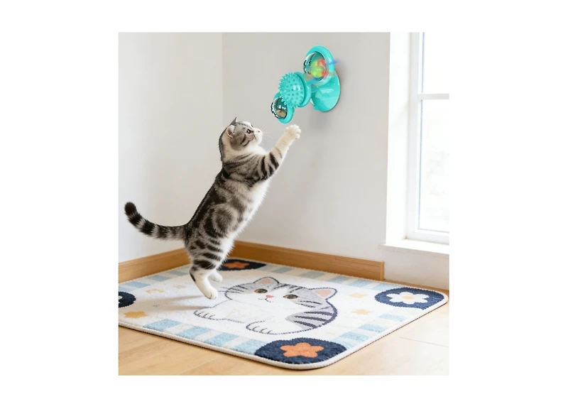 Zeus & Ruta Windmill Style Rotating Suction Cup Cat Toy Spinning Interactive Window Mounted Kitten Plaything