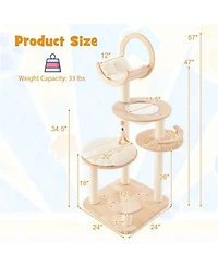 Zeus & Ruta 4 in 1 Wooden Cat Activity Center with Cozy Capsule Nest, Climbers and Scratcher for Indoor Kittens