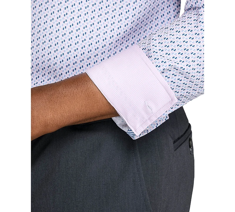 ConStruct Men's Triangle Print Spread Collar Dress Shirt