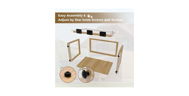 Zeus & Ruta Waterproof Window Cat Perch with Wooden Frame, Hanging Mount for Indoor Cats, Fits 24-35in Windows