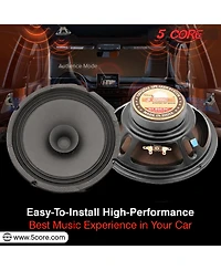 5 Core 8" Subwoofer 1000W Dual Cone Car Audio Sub Woofer 4 Ohm Deep Bass Replacement Loud Speaker