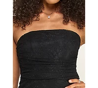 Katia Rae Juniors' Strapless Ruched Asymmetric Hem Midi Dress