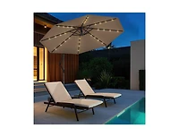 Clihome 10 Feet Solar Offset Hanging Umbrella with Base and 32 Led
