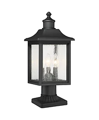 John Timberland Moray Bay High Mission Outdoor Post Light Fixture Pole Porch with Pier Mount Adapter 3-Light Glass Shade