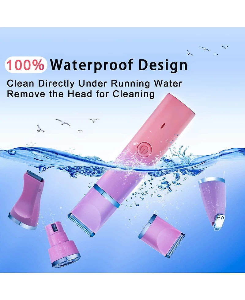 Aronkl 4 in 1 Pet Clippers Kit Rechargeable Cordless Quiet Trimmer for Dogs Cats Feet Face Ears Toenails