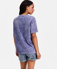 Rebellious One Juniors' Cotton Paris 98 Mineral Wash Boyfriend Tee
