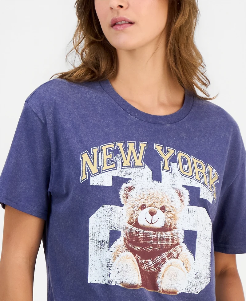 Rebellious One Juniors' New York Bear Graphic T-Shirt