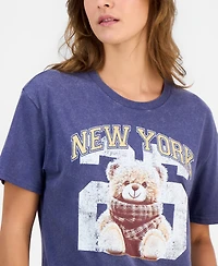 Rebellious One Juniors' New York Bear Graphic T-Shirt