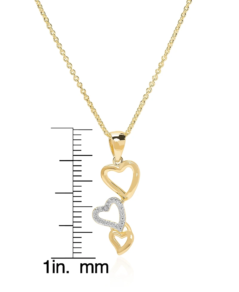 Macy's Diamond Accent 0.005 ct. t. w. Triple Linear Heart Pendant, 18'' Necklace