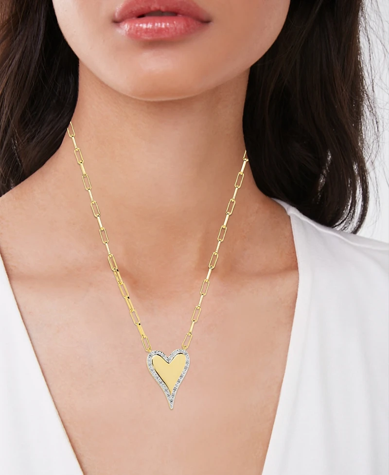 Macy's Diamond Accent 0.005 ct. t. w. Elongated Heart Pendant, 18'' Paperclip Chain Necklace