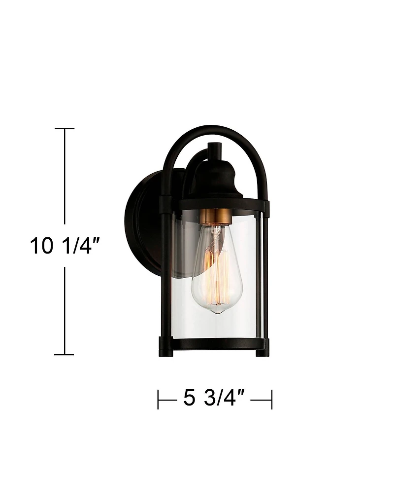 John Timberland Avani Modern Outdoor Wall Light Fixtures Set of 2 Black Metal 10 1/4" Clear Glass for Post Exterior Barn Deck House Porch Yard Patio