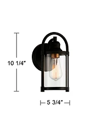 John Timberland Avani Modern Outdoor Wall Light Fixtures Set of 2 Black Metal 10 1/4" Clear Glass for Post Exterior Barn Deck House Porch Yard Patio