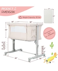 Sugift Portable Baby Bedside Bassinet with Adjustable Heights and Bag