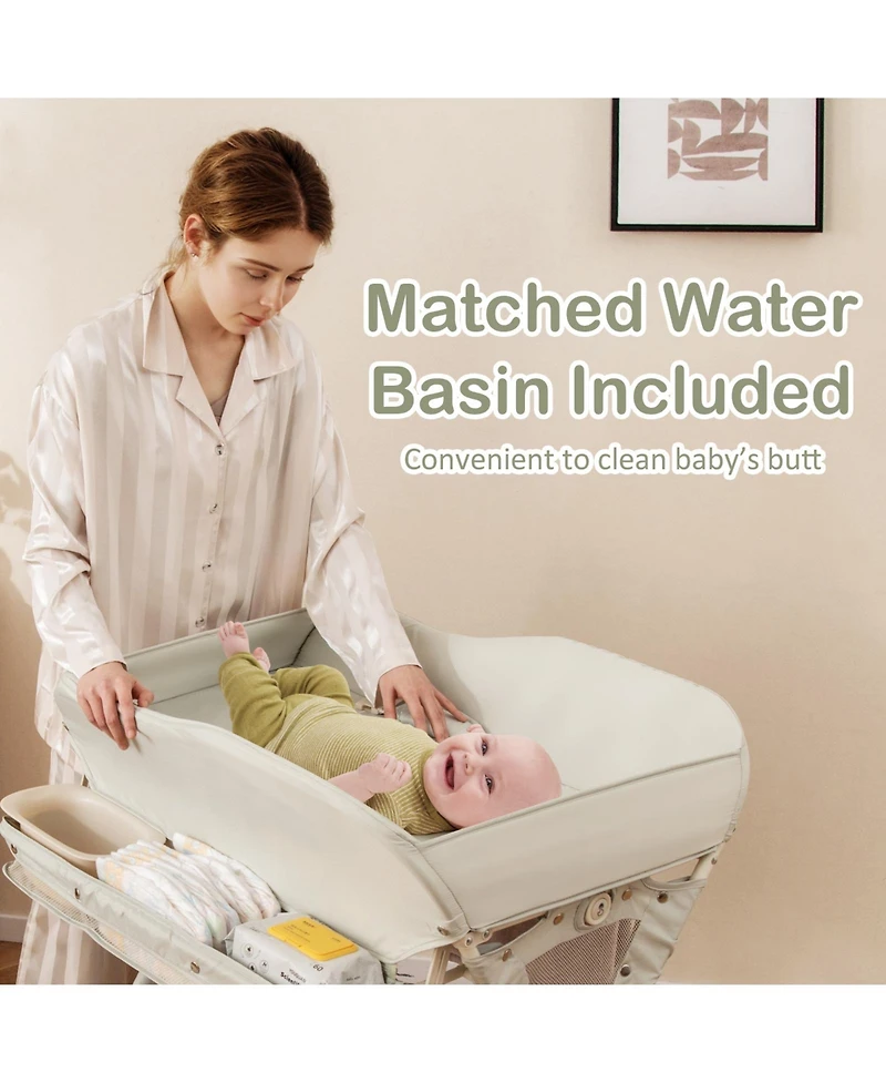 Sugift Baby Diaper Changing Table with Water Basin and Wheels