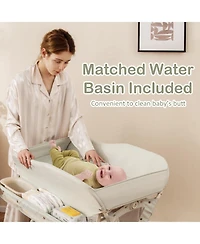 Sugift Baby Diaper Changing Table with Water Basin and Wheels
