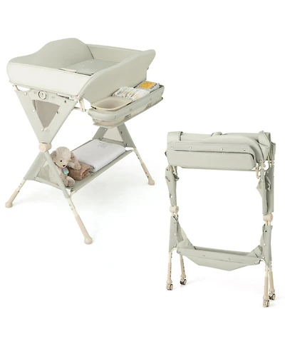 Sugift Baby Diaper Changing Table with Water Basin and Wheels