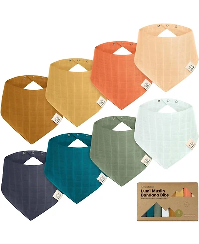 KeaBabies 8pk Lumi Muslin Baby Bibs, Bandana Bibs for Boy, Girl, Drool Bib Newborn, Toddler