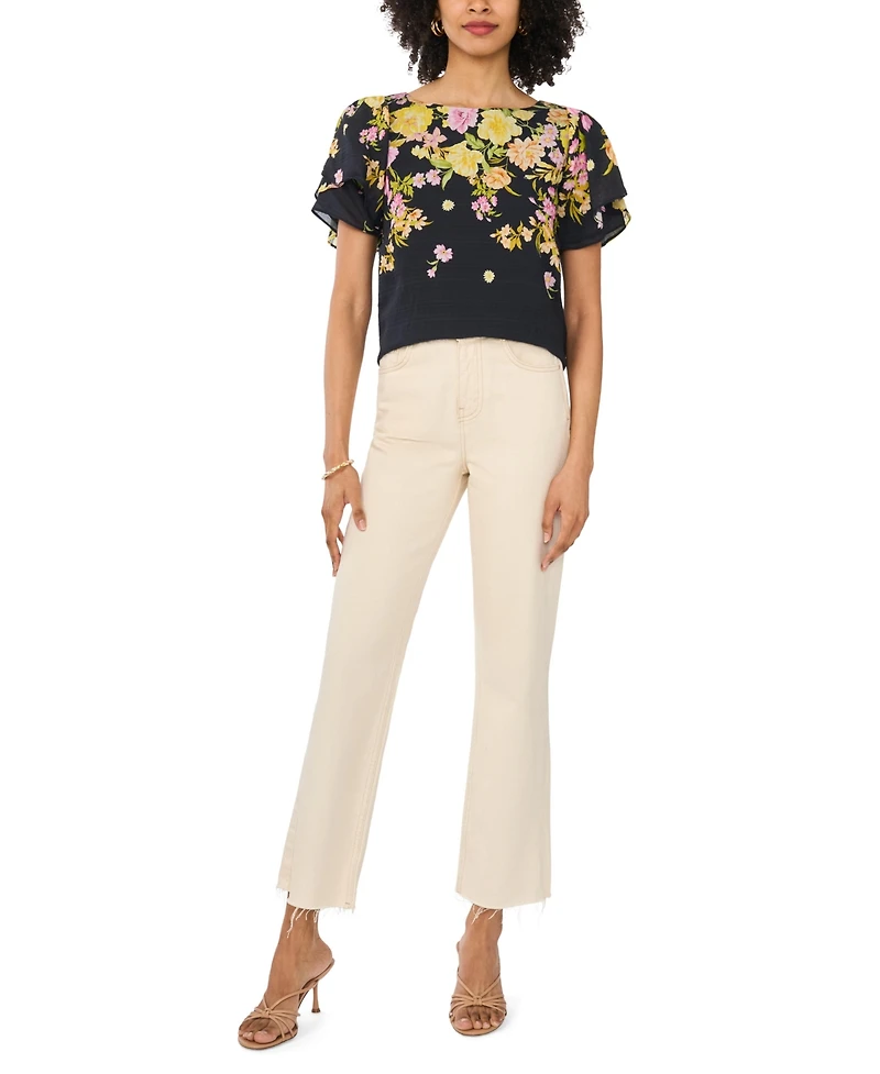 Vince Camuto Women's Crew Neck Tulip-Sleeve Blouse