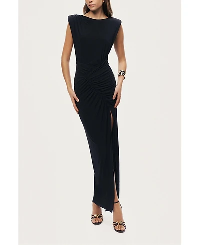 Nocturne Women's Ruched Side-Slit Maxi Dress