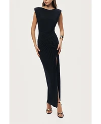 Nocturne Women's Ruched Side-Slit Maxi Dress