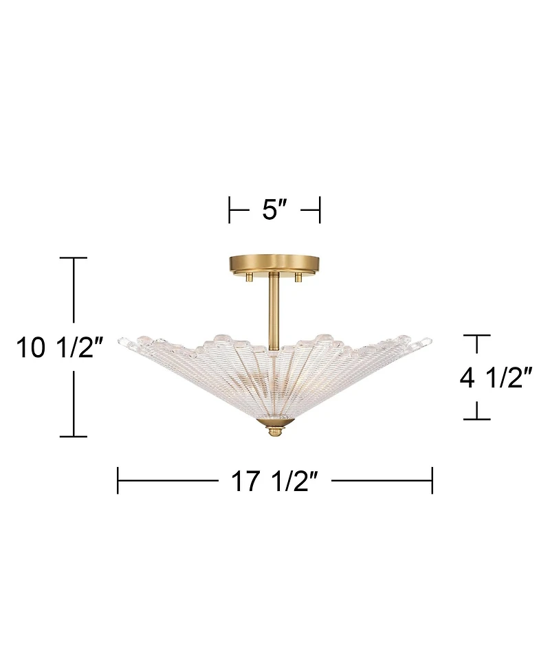 Possini Euro Design Possini Euro Sambuco 17 1/2"W Warm Brass 2-Light Bowl Ceiling Light