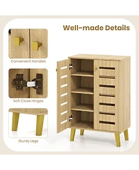 Gouun 4-Tier Modern Freestanding Wooden Shoe Cabinet with Doors and Removable Shelves