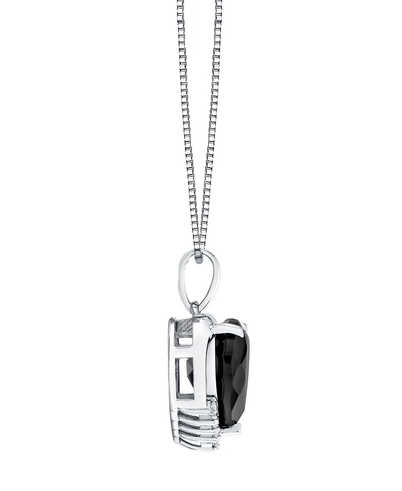 Macy's Onyx (2-3/4 ct. t.w.) and Diamond Accent Heart Pendant Necklace in Sterling Silver