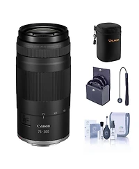 Canon Rf 75-300mm f/4-5.6 Lens, Black, Bundle with 58mm Filter Kit, Lens Case, Cleaning Kit and Lens Cap Tether
