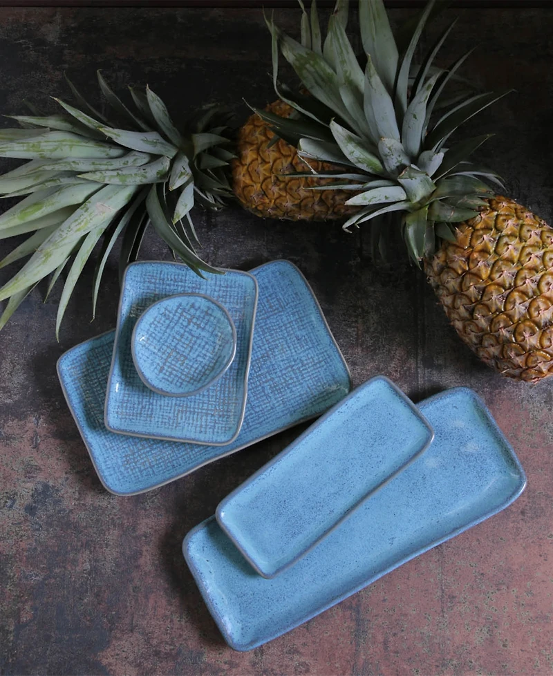 Porto Brasil 10.63" Stoneware Medium Rectangular Juta Platters, Set of 4