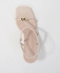 Berness Women's Hisako Dress Heeled Thong Sandal with Gold-Tone Detail