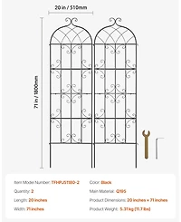 Gouun Metal Garden Trellis for Climbing Plants, 71 x 20 in 2-Pack Rustproof Powder-Coated Plant Support