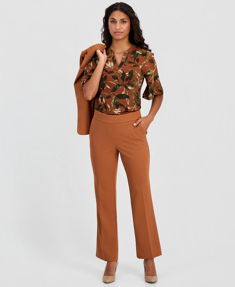 Ak Anne Klein Petite Pull-On Straight-Leg Pants