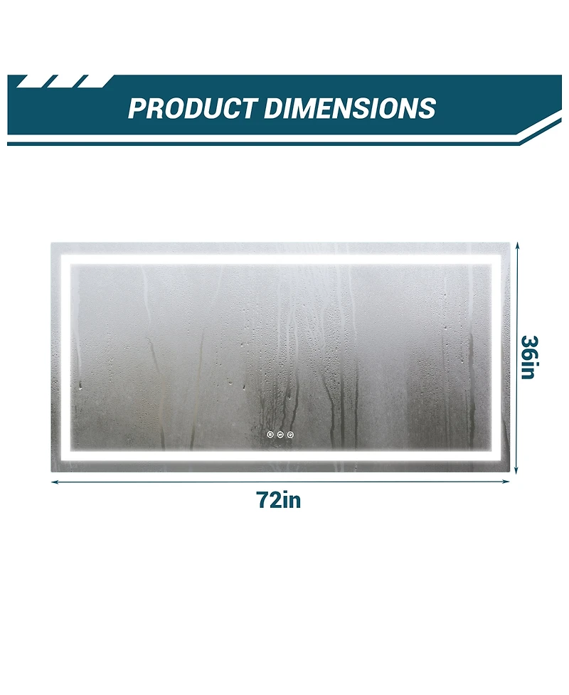 homfan Double Led Backlit Bathroom Mirror - Modern Vanity Wall Mirror with Dimmable Lighting, Anti-Fog, Shatter-Proof Glass, Memory Function