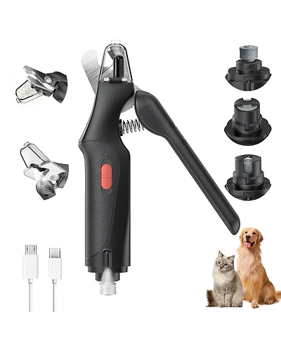 Aronkl 2-in-1 Pet Nail Clippers Trimmers with Led Lights Quick Sensor Safety Guard Usb Rechargeable Low Noise for Dogs Cats