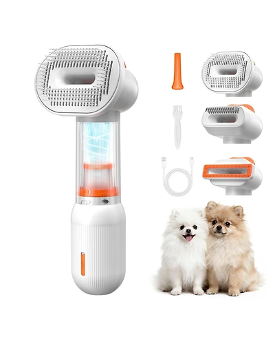 Aronkl Vacuum Dog Brush 4-in-1 Self Cleaning Slicker Undercoat Rake Deshedding Tool Anti Static Massage For Short Medium Coats