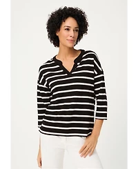 Olsen Women's Striped Rib Knit Jersey Top
