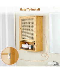 homfan Space-Saving Bamboo Bathroom Wall Cabinet – Adjustable Shelf – Over Toilet Storage Organizer