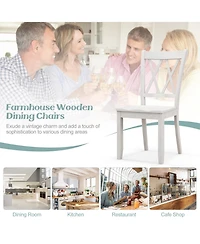 Gouun Farmhouse Wooden Dining Chairs Set of 2, Rubber Wood, 300 lb Capacity Each, 20x23.5x39 in