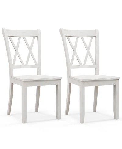 Gouun Farmhouse Wooden Dining Chairs Set of 2, Rubber Wood, 300 lb Capacity Each, 20x23.5x39 in